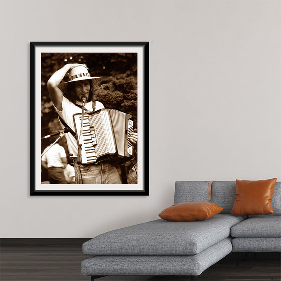 "Smiling Musician with Accordion"