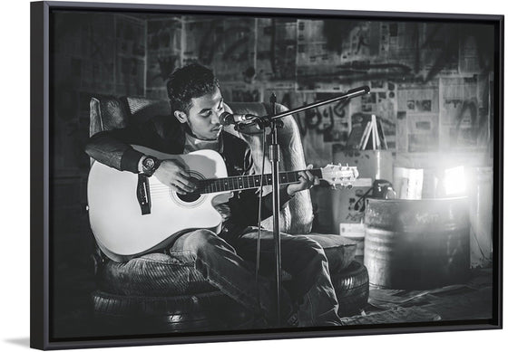 "Man in Studio with Guitar"