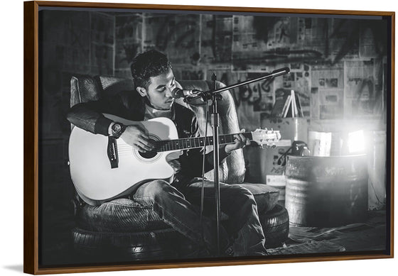 "Man in Studio with Guitar"