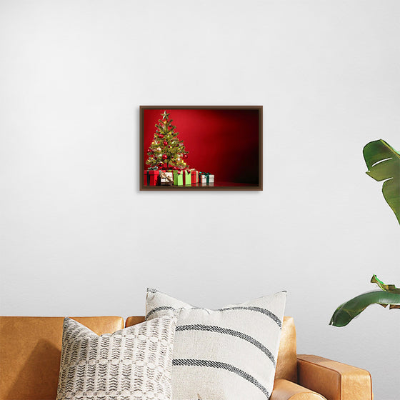 "Christmas Tree, Red Background"