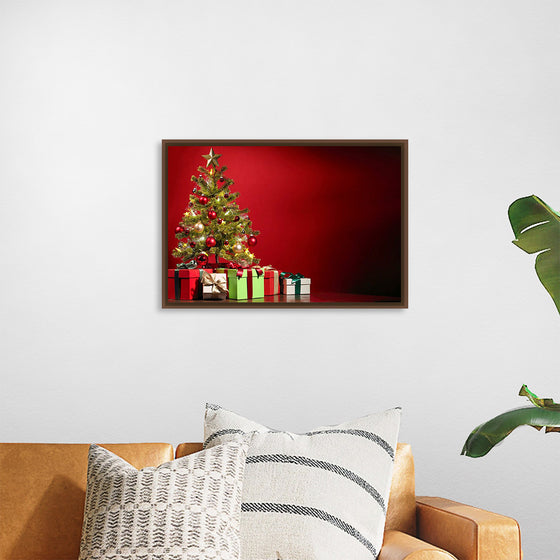 "Christmas Tree, Red Background"