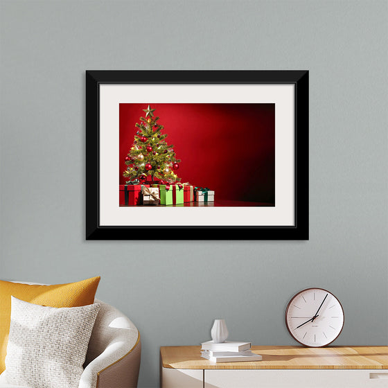 "Christmas Tree, Red Background"