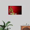 "Christmas Tree, Red Background"