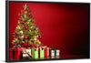 "Christmas Tree, Red Background"