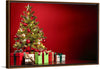 "Christmas Tree, Red Background"