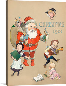  “Christmas 1901” by J. Ottman is a delightful and whimsical print that would make a great addition to any holiday collection. The print features a jolly Santa Claus surrounded by playful children and festive decorations.