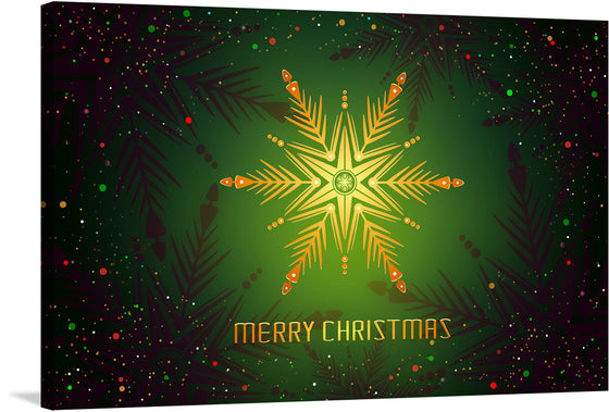 “Christmas Card Green” by Viscious Speed is a beautiful and festive print that would make a great addition to any home during the holiday season. The print features a green background with a gold snowflake and the words “Merry Christmas” in a modern and elegant font.