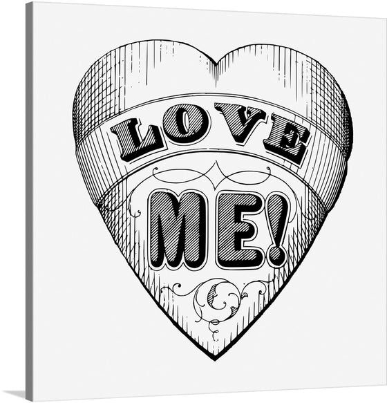 “Love Me” is a captivating piece of art that seamlessly blends the raw emotion of love with contemporary design. The artwork features a heart shape created by intricate lines and curves, symbolizing the complex yet beautiful journey of love. The monochromatic elegance and shadowed nuances make it not just a visual treat but an emotional experience.