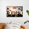 "Silhouettes of People Holding the Flag of USA"