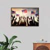 "Silhouettes of People Holding the Flag of USA"