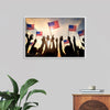 "Silhouettes of People Holding the Flag of USA"