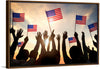 "Silhouettes of People Holding the Flag of USA"