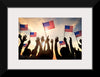 "Silhouettes of People Holding the Flag of USA"