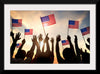 "Silhouettes of People Holding the Flag of USA"