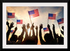 "Silhouettes of People Holding the Flag of USA"