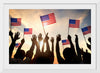 "Silhouettes of People Holding the Flag of USA"