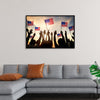 "Silhouettes of People Holding the Flag of USA"