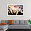 "Silhouettes of People Holding the Flag of USA"