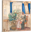 Immerse yourself in the tender and serene world of “Mother and Child Looking at Pictures” by Fritz Syberg. This exquisite print captures a timeless moment of familial bond, as a mother and child delve into the pages of an illustrated book. The artwork is imbued with a warm, inviting glow that illuminates the intricate details - from the delicate lace curtains to the lush indoor plant bathing in sunlight.