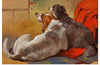 "A Hound and a Bearded Collie seated on a Hunting Coat (1855)", John Frederick Herring