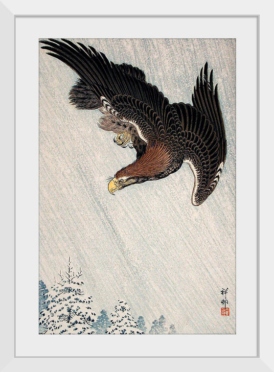 "Eagle Flying in Snow (1933)", Ohara Koson