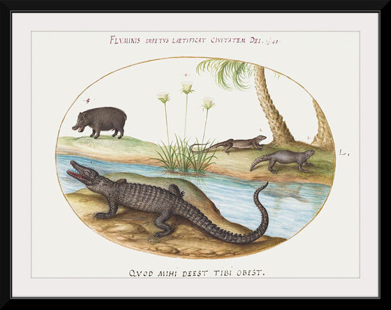 "Crocodile, Hippopotamus, and Lizards with a Papyrus Plant (1575-1580)", Joris Hoefnagel