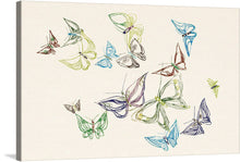  Elevate your space with this exquisite print, capturing the ethereal beauty of butterflies in flight. Each butterfly is meticulously drawn with intricate lines and swirls, their wings boasting a symphony of colors that dance off the canvas. This artwork, a harmonious blend of nature’s elegance and artistic craftsmanship, promises to be a conversation starter, infusing any room with an air of enchantment and sophistication. 