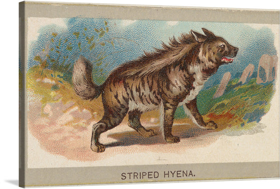 Step into the wild with this exquisite print of a “Striped Hyena.” Every strand of its coarse fur, the intensity in its eyes, and the wilderness that is its home are captured with impeccable detail. The artwork, a harmonious blend of realism and artistic expression, transports you to a world where nature’s untamed beauty reigns supreme.