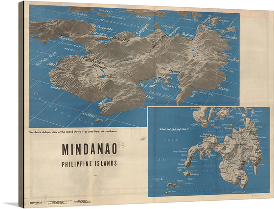 This print is a captivating depiction of “1944 map of Mindanao United States GPO,” showcasing the majestic landscape and geography of this iconic island. The artwork meticulously renders every ridge, valley, and body of water, inviting viewers to embark on an exploratory journey. The contrasting hues of earthy mountains against the serene blue waters create a visual spectacle.