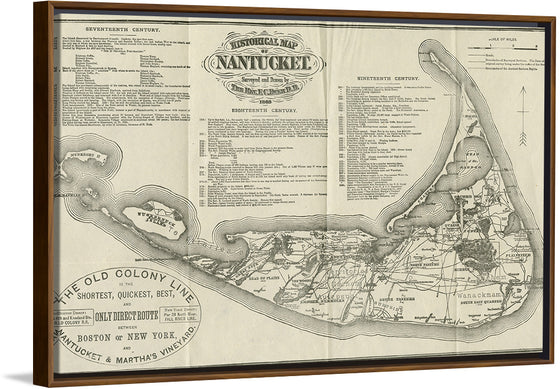 "1888 Historical Map of Nantucket", Ferdinand C. Ewer