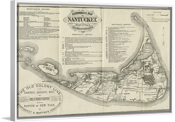 "1888 Historical Map of Nantucket", Ferdinand C. Ewer