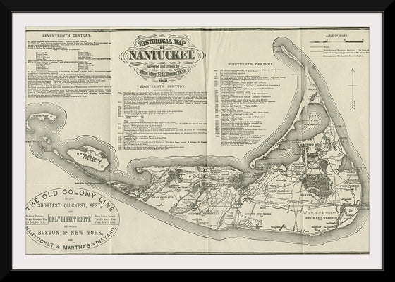 "1888 Historical Map of Nantucket", Ferdinand C. Ewer