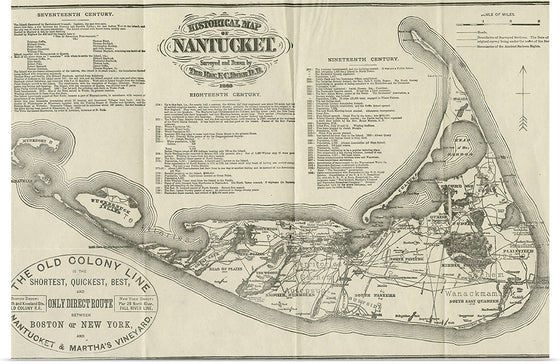 "1888 Historical Map of Nantucket", Ferdinand C. Ewer