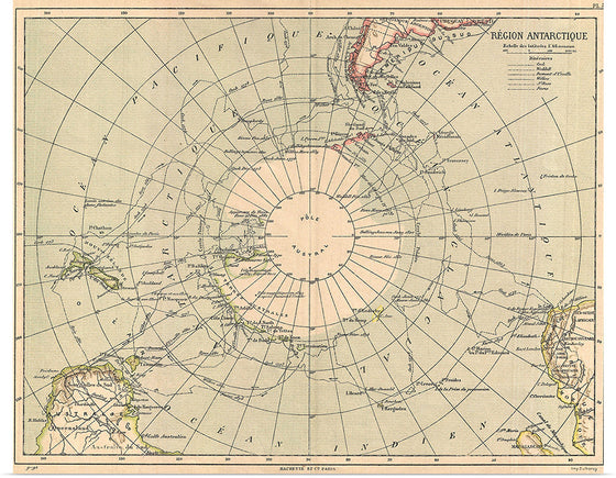 "1890 Hachette Map of Antarctica Hachette Firm", Hachette & Company