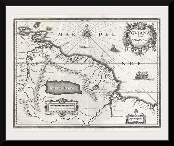 "1635 Blaeu Map of Guiana, Venezuela, and El Dorado", William Blaeu