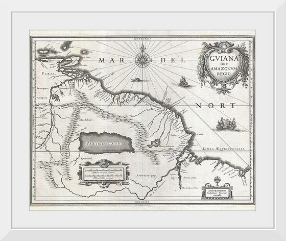 "1635 Blaeu Map of Guiana, Venezuela, and El Dorado", William Blaeu