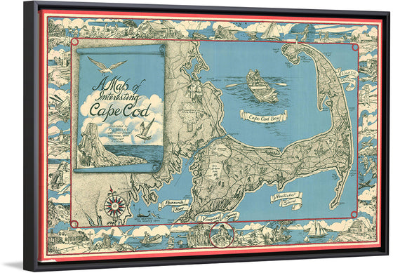 "1945 Miller Map of Cape Cod, Massachusetts F. J. Miller"