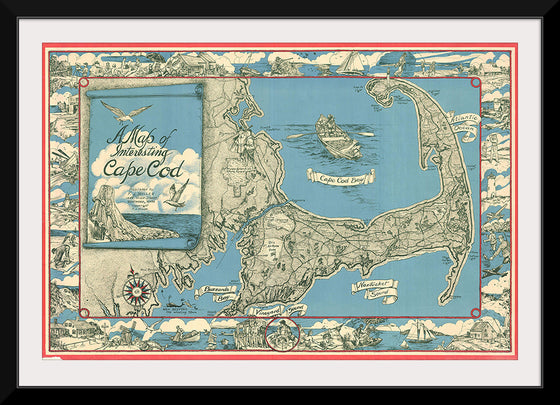 "1945 Miller Map of Cape Cod, Massachusetts F. J. Miller"