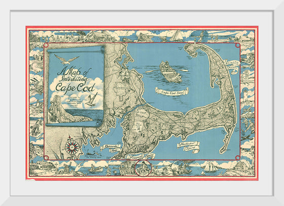 "1945 Miller Map of Cape Cod, Massachusetts F. J. Miller"