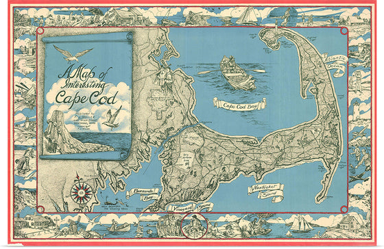 "1945 Miller Map of Cape Cod, Massachusetts F. J. Miller"