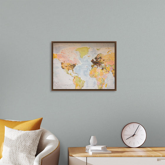 "Pinned world map"