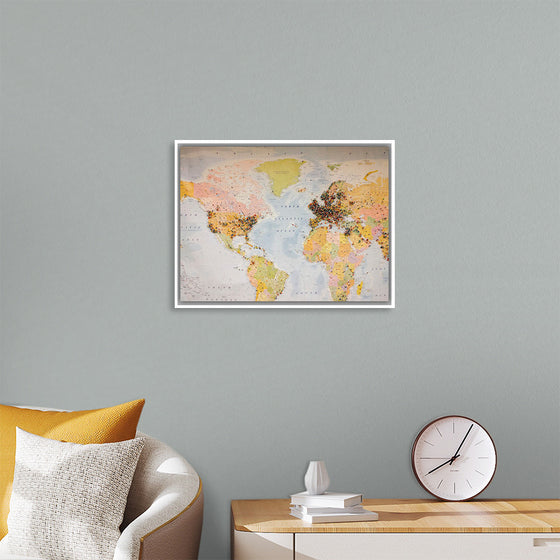 "Pinned world map"