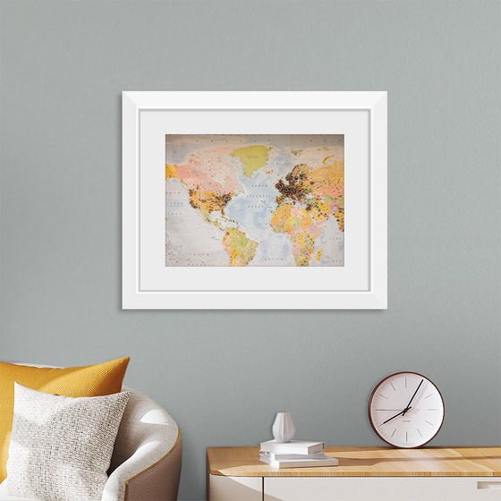 "Pinned world map"