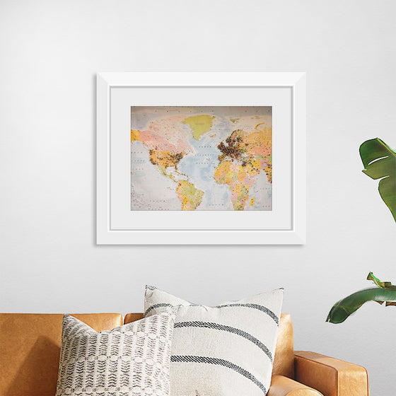 "Pinned world map"