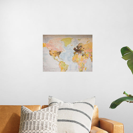 "Pinned world map"