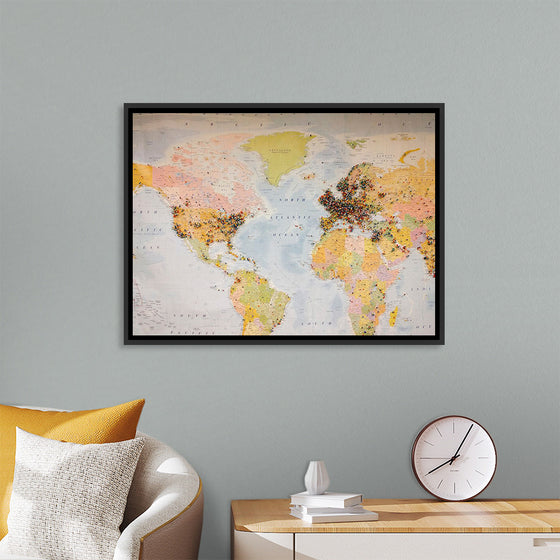 "Pinned world map"