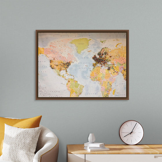 "Pinned world map"