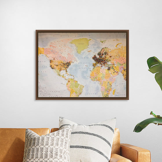 "Pinned world map"