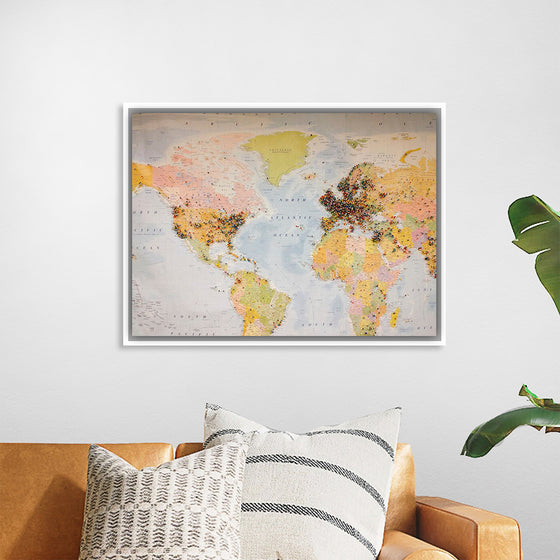 "Pinned world map"