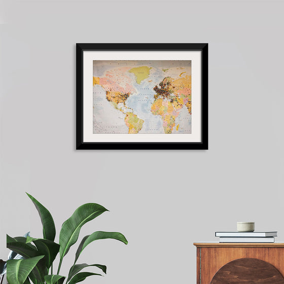 "Pinned world map"